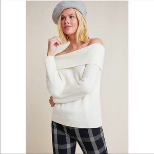 Anthropologie ivory sweater (off shoulder or cowl neck!)